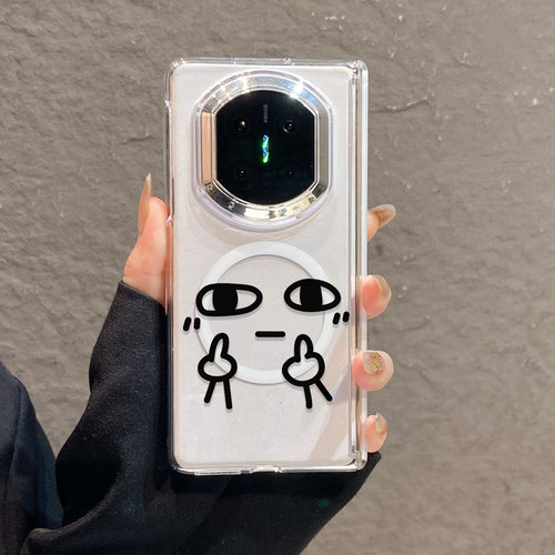 搞怪线条表情适用华为matex7折叠屏手机壳三星Zfold8Ultra简约透明vivoxfold6中轴磁吸荣耀V5个性oppon3男女