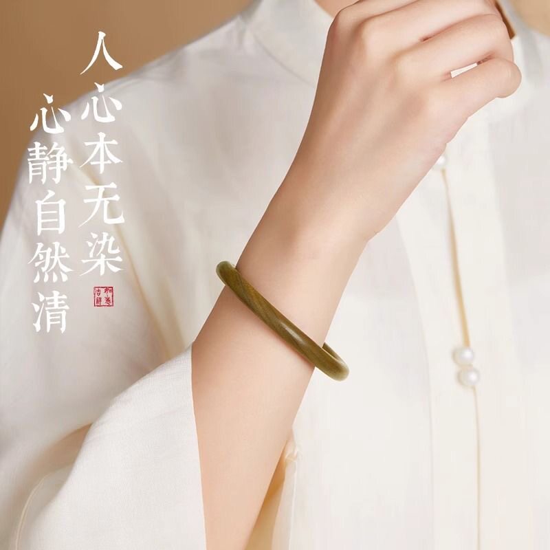 正宗沉水级绿檀檀木手镯女款小叶紫檀黑檀新中式国风手镯女士镯子