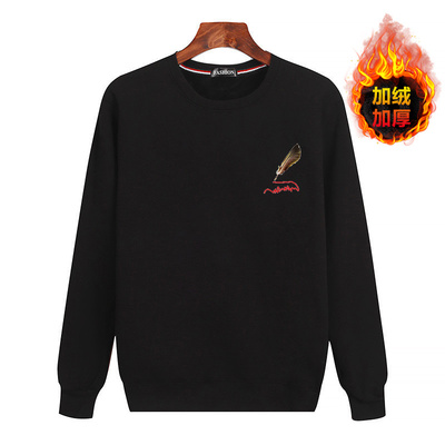 冬款加绒加厚保暖t恤套头卫衣