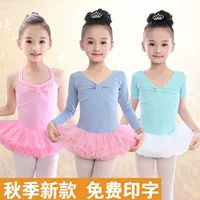 Quần áo khiêu vũ cho bé gái tập luyện quần áo mùa xuân và mùa hè cáp treo váy cotton nhảy múa váy nơ ba lê - Khiêu vũ / Thể dục nhịp điệu / Thể dục dụng cụ mua giày khiêu vũ