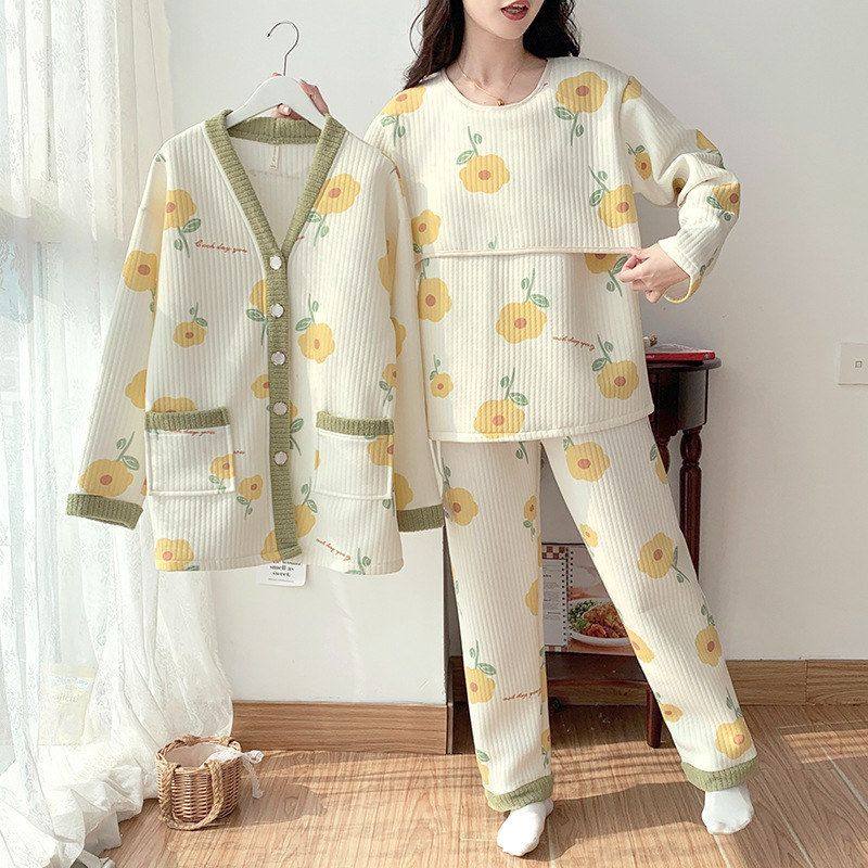 春秋冬季空气棉夹层开衫月子服三件套厚产后孕妇睡衣哺乳家居服,孕妇装/孕产妇用品/营养,哺乳衣/月子服,淘宝优惠券,粉丝福利购,淘宝优惠卷