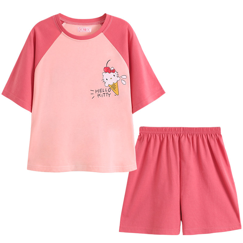 CHILDRENS PAJAMAS SUMMER COTTON SHORT SLEEVE THIN GIRL SET MIDDLE CHILDREN GIRLS PRINCESSES BABY CARTOON LOUNGEWEAR