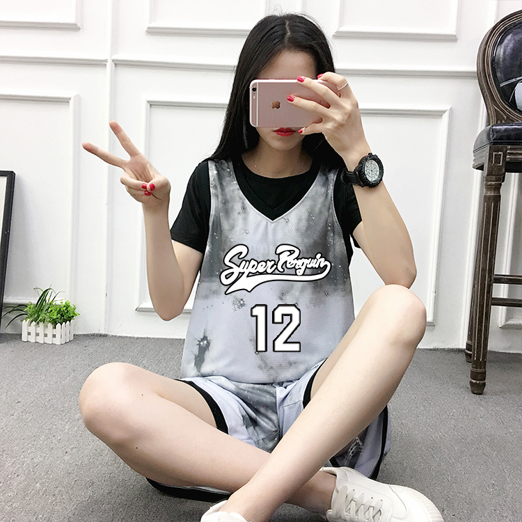 12月12日最新优惠ins风奶奶灰原宿bf女学生篮球服女韩版套装篮球套装比赛服宽松