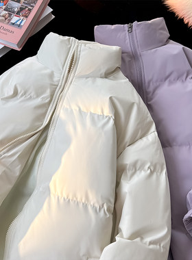 日系奶fufu纯色立领棉衣棉服女