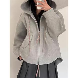 vivi/土星风格新款女巫拉链外套抽绳潮流宽松连帽太后卫衣女