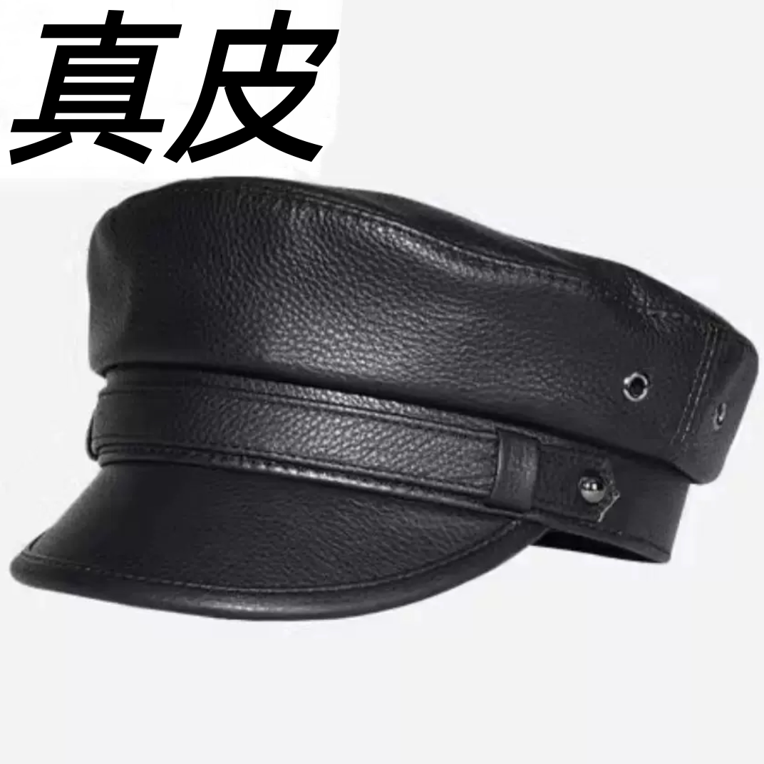 新款真皮帽子男女士休闲秋冬季平顶帽牛皮复古机车摩托车鸭舌帽潮图片