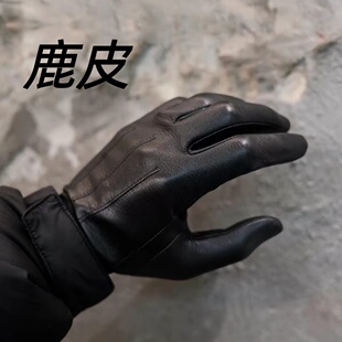 鹿皮真皮手套男士秋冬季加绒加厚骑车防寒骑行摩托车开车时尚保暖