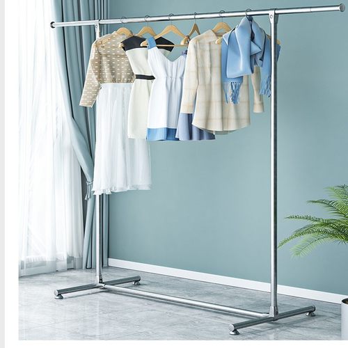 不锈钢单杆式加粗简易晾衣架落地