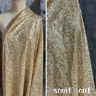 金灿灿的钻粉网纱 diy闪光婚纱礼服背景舞台纱裙服装设计师面料布