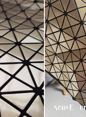 欧美浅金三宅一生镜面款立体肌理服装几何布料包包材料diy辅料布
