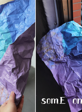 原纯色蓝色御雪而紫纸 造型肌理不规则捏乱褶布 毕业师作品布料