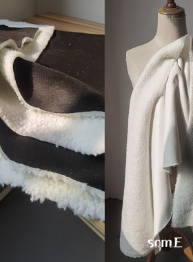黑白色羊毛卷仿羊羔绒布料加厚毛绒皮草外套服装秋冬卷毛料面料