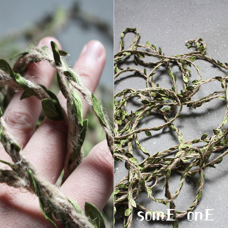绿色森林系树枝藤蔓条麻绳叶子 手工diy装饰材料婚庆植物花藤装饰