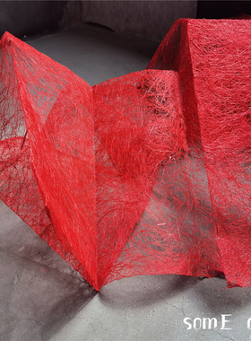 红色藤蔓手工编  复古肌理特殊草网布 创意硬挺造型创意设计师布