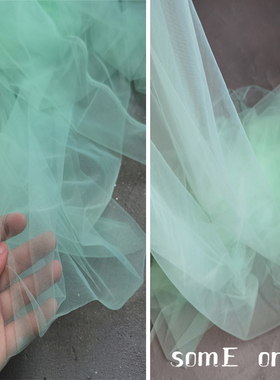进口原创淡绿色网纱 透明薄纱房间装饰娃衣服装设计婚纱头饰面料