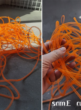 原创镂空细细亮酸橙色肌理管设计师舞台演出装饰服装塑型服装管子