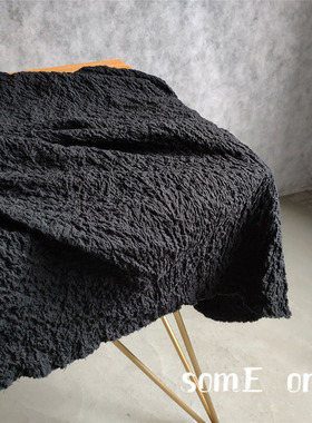 文艺复古水洗棉麻炭黑色 沙发装饰背景布 diy设计师服装创意面料