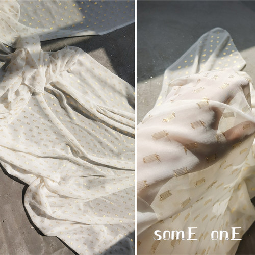 织绣金片雪纺中国风肌理布料