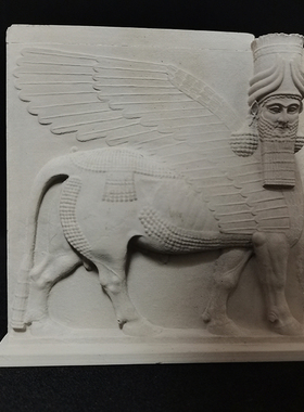 水泥鱼缸造景人首翼牛艺术装饰摆件家居饰品微缩创意建筑微景观