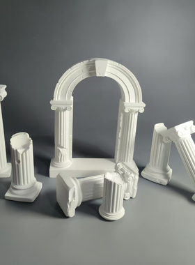 原创爱奥尼罗马柱摆件欧美风装饰品石膏雕像拍照摄影背景展示台