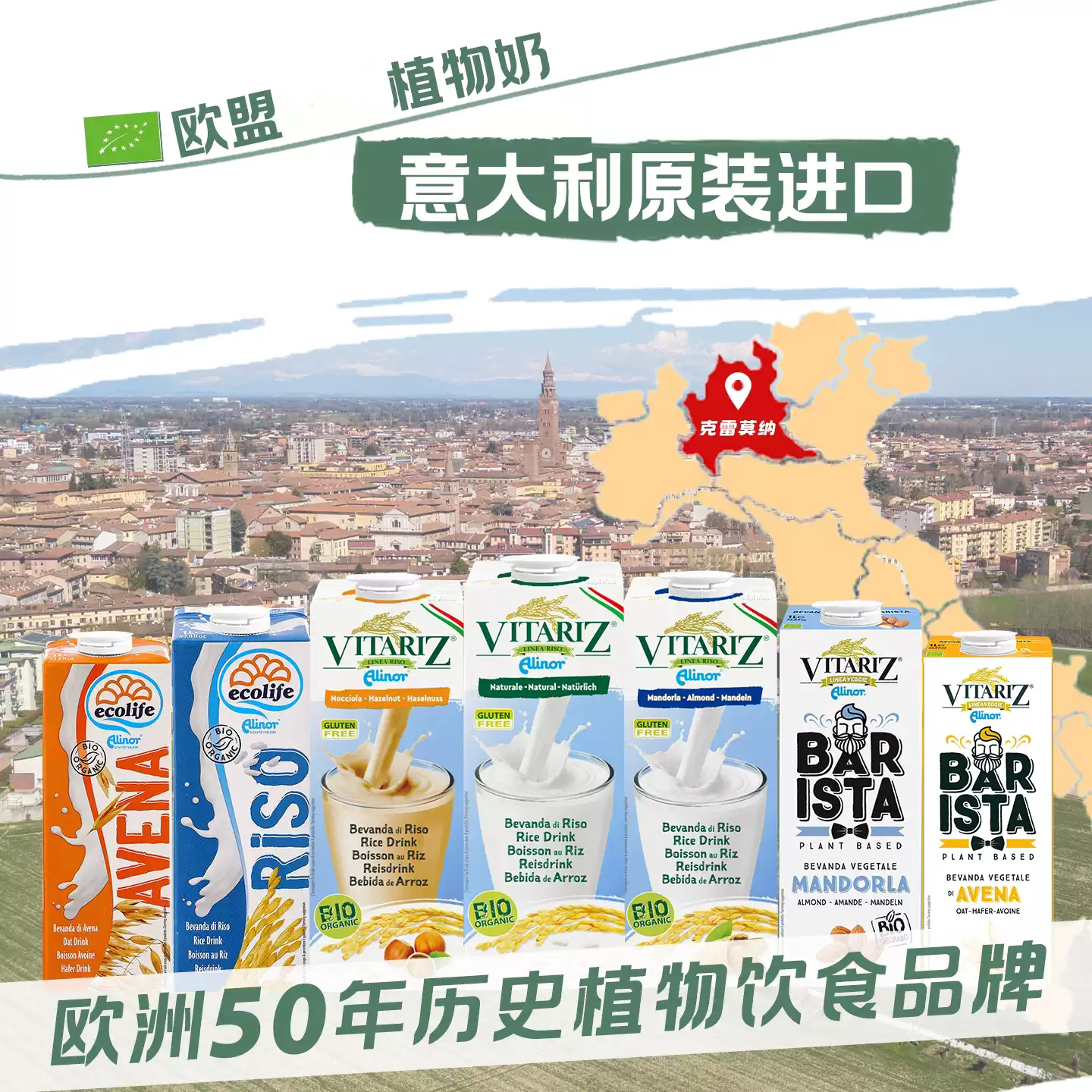 意大利进口Vitariz大米奶Rice Drink稻米饮料素食无麸质植物奶