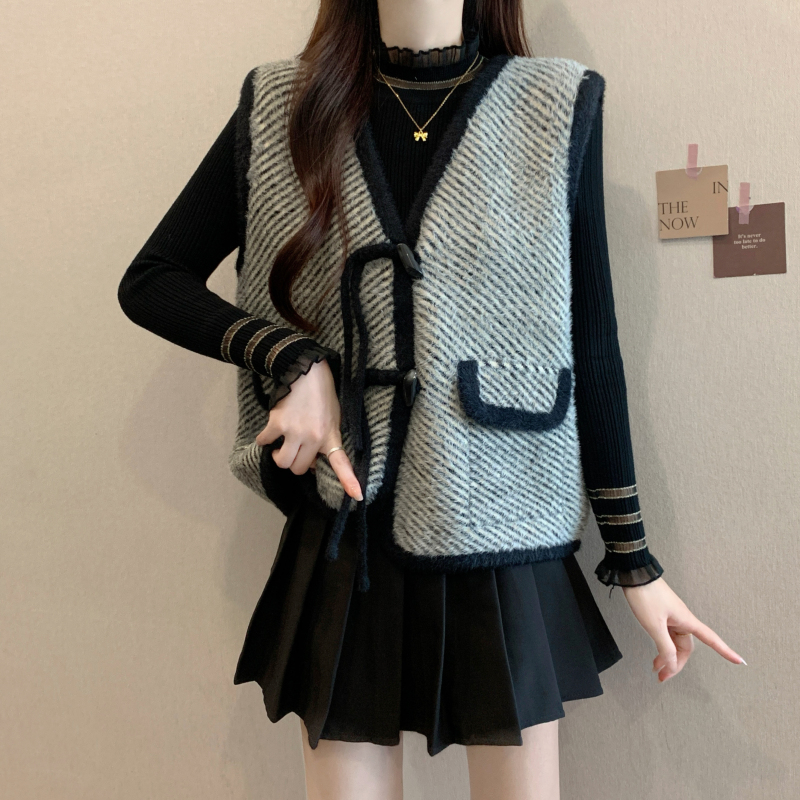 秋冬叠穿开衫马夹外套