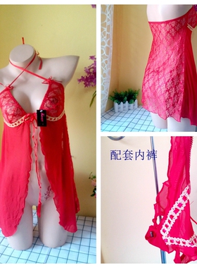 清仓5元   红色拼接性感睡裙