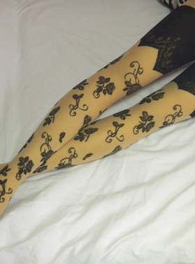 实物拍 清仓特价  外贸夸张花朵提花假大腿袜 包芯丝连裤袜2808