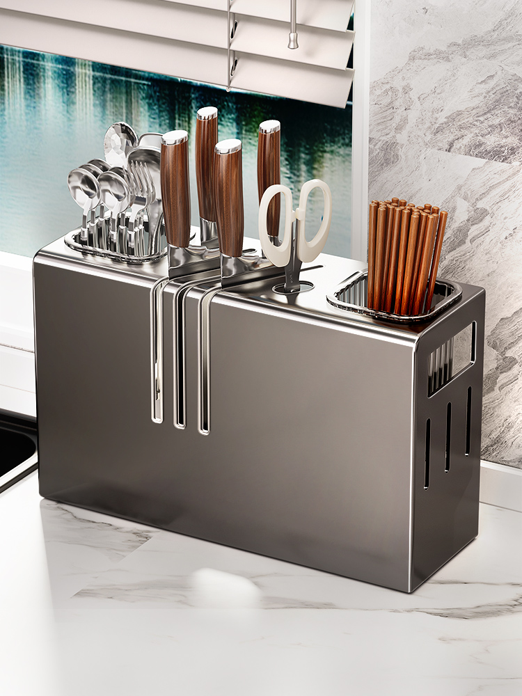 2024新款厨房刀架置物架多功能台面壁挂式菜刀具筷笼一体收纳盒架