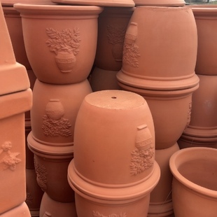 爱上花园丨荷兰工厂 粗陶红陶花盆花园装饰 盆栽花瓶浮雕敞口盆