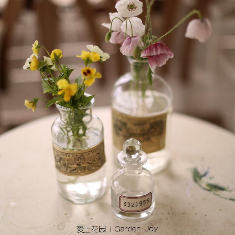 爱上花园室内装饰摆件插花瓶拍摄道具简约光面贴纸玻璃瓶,鲜花速递/花卉仿真/绿植园艺,花瓶,淘宝优惠券,粉丝福利购,淘宝优惠卷