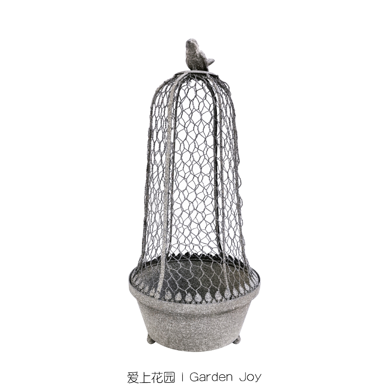 爱上花园铁艺复古烛台网纹编织