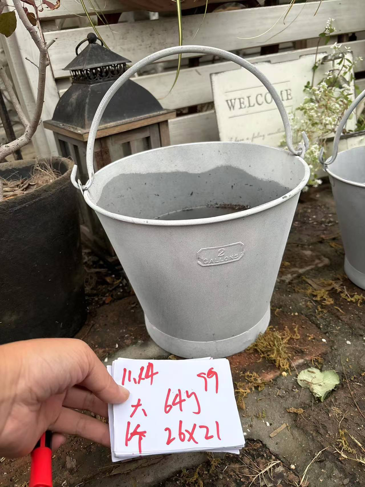 爱上花园 园艺家居杂货 铁艺铁皮提梁水壶花桶