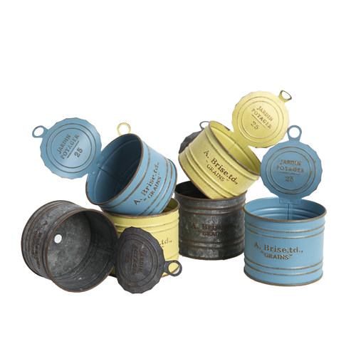 爱上花园杂货铁艺做旧铁皮花盒草花套盆 罐头盒花盒花盆88