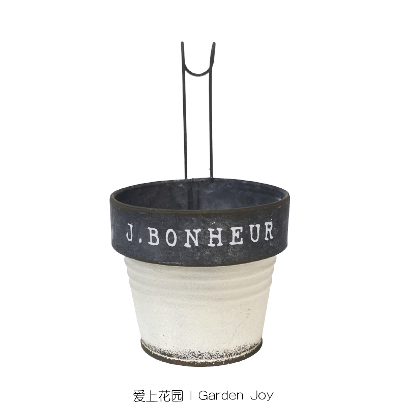 爱上花园 ym薄铁皮易变形 铁艺做旧翻边壁挂小花盆 挂桶j.bonheur