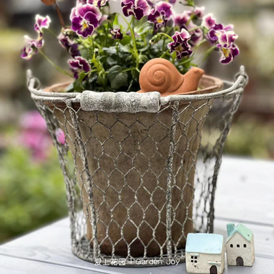 庭院花园装饰手提篮子瓦盆套盆