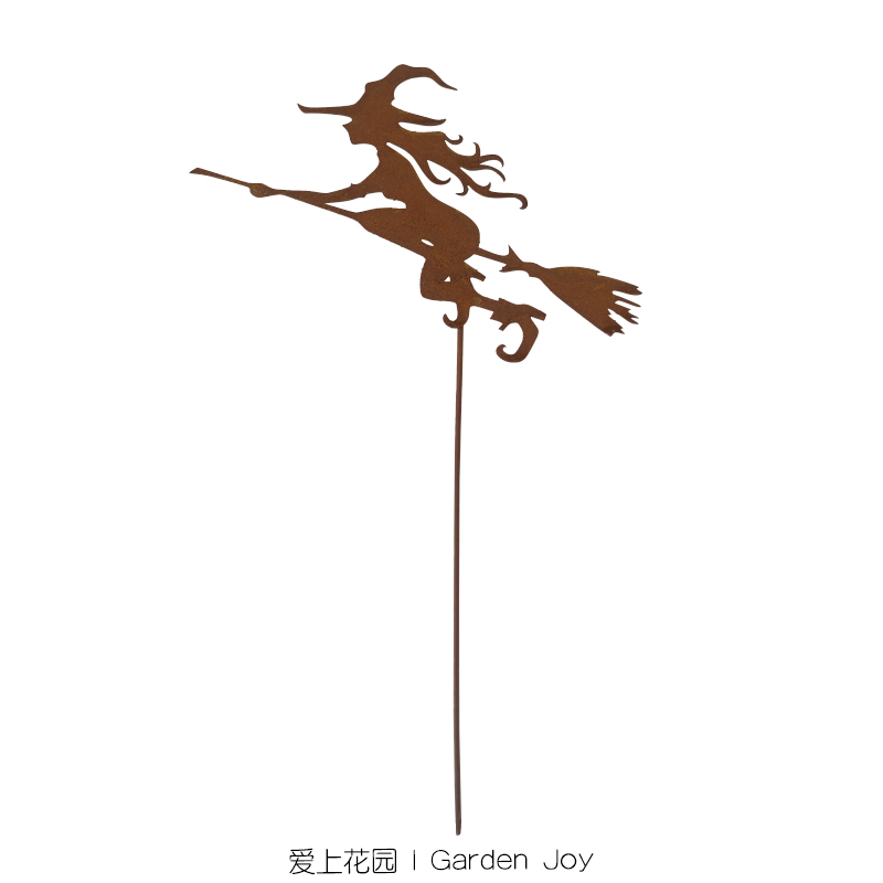 爱上花园|园艺杂货 锈色女巫花插  骑扫把的巫婆