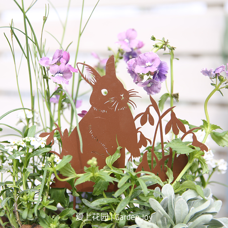 爱上花园创意铁艺花插兔子花园装饰插件 花园花盆配饰 口价