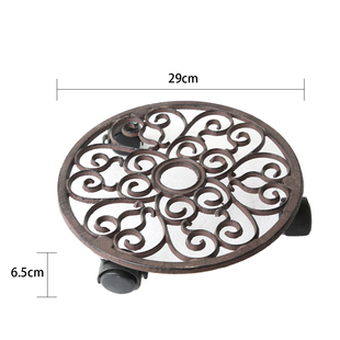 爱上花园铸铁花盆底托万向轮装饰欧式复古圆形盆器移动铸铁托盘