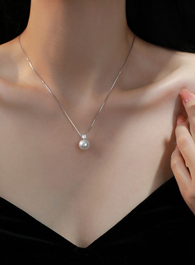 天然珍珠项链99足银戴妃同款施家正圆轻奢高级感锁骨链2026年新款