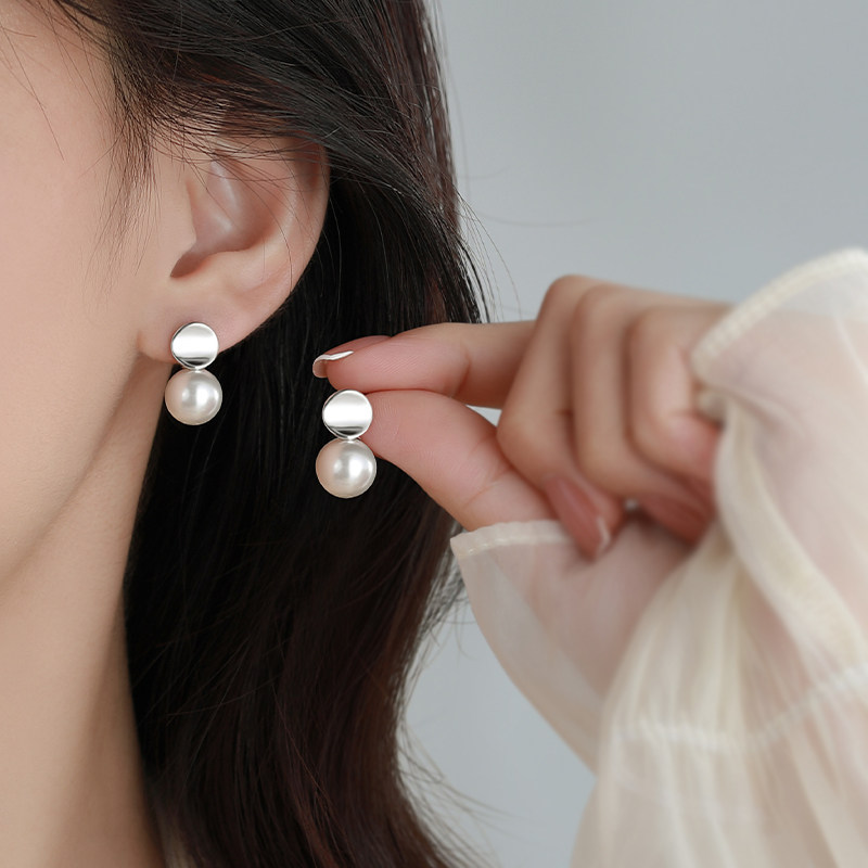 925纯银耳钉女施家珍珠耳环正圆高级感几何复古ins冷淡风气质耳饰,饰品/流行首饰/时尚饰品新,耳钉,淘宝优惠券,粉丝福利购,淘宝优惠卷