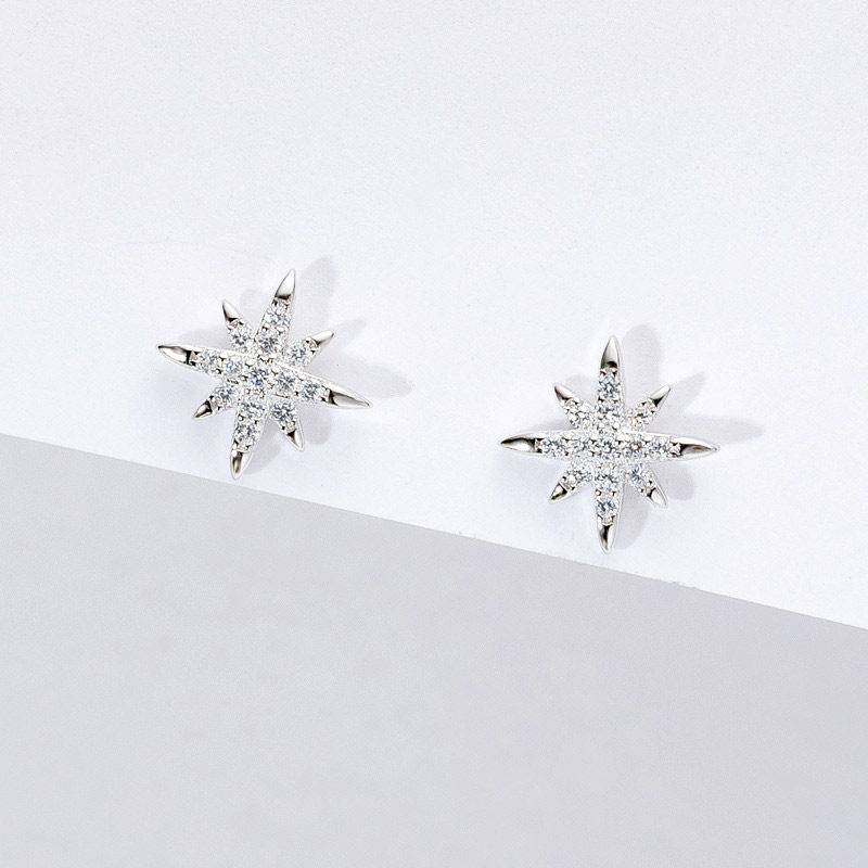 s925纯银六芒星耳钉女精致镶锆气质简约耳饰品法式设计感小众耳环,饰品/流行首饰/时尚饰品新,耳钉,淘宝优惠券,粉丝福利购,淘宝优惠卷
