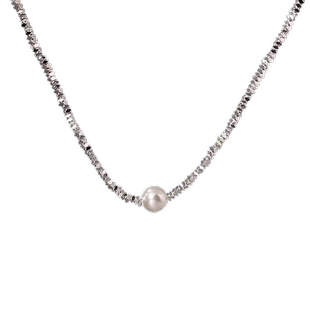 S999纯银碎银子项链女施家珍珠天然轻奢小众锁骨链2026新款爆款