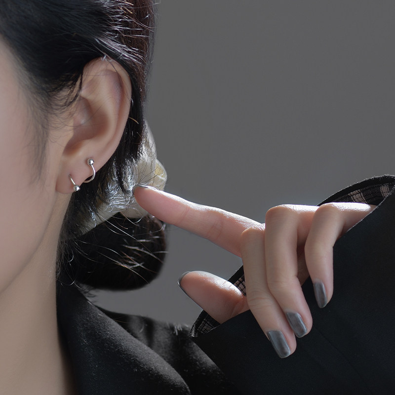 纯银睡觉免摘简约风新款潮耳钉