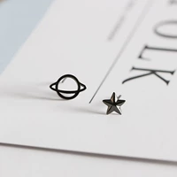 Черные креативные асимметричные серьги, серебро 925 пробы, простой и элегантный дизайн