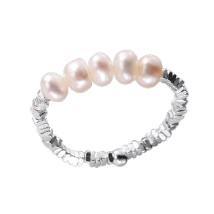 爆闪碎银子戒指925纯银女珍珠小众设计高级感ins个性叠戴食指指环