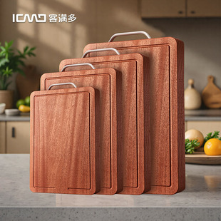 客满多实木乌檀木菜板防霉家用切菜板实木砧板双面案板厨房用提手