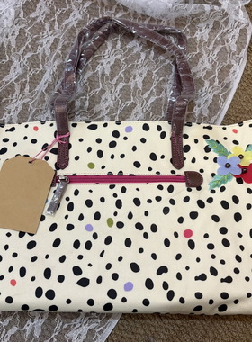 复古波点日系托特包印花帆布包大容量通勤包百搭刺绣花朵单肩包