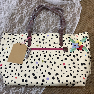 复古波点日系托特包印花帆布包大容量通勤包百搭刺绣花朵单肩包