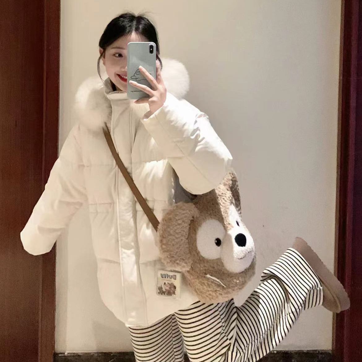 卡通小熊玩偶大脸双肩包手提可爱